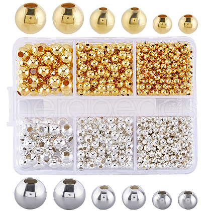 SOFPLATE Brass Smooth Round Beads KK-SP0002-28-1