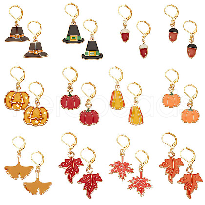 24Pcs 12 Styles Alloy Enamel Pendant Decorations HJEW-PH01903-1