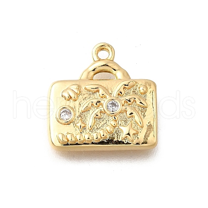 Brass Micro Pave Clear Cubic Zirconia Pendants KK-C096-16A-G-1