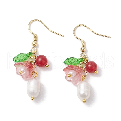 Mother's Day Jewellery Natural Cultured Freshwater Pearl Dangle Earrings EJEW-JE05860-02-1