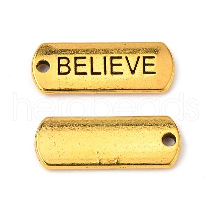 Tibetan Style Alloy Rectangle with Word Believe Pendants TIBEP-Q043-066AG-RS-1