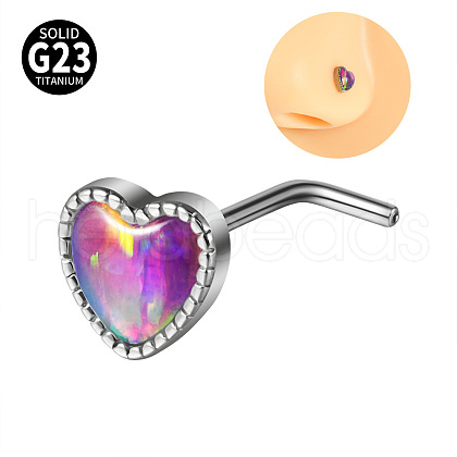 G23 Titanium & Imitation Opal L-Shaped Nose Rings WG62851-04-1