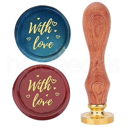 Brass Wax Seal Stamps with Wood Handle AJEW-WH0412-0061-1