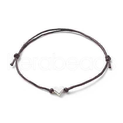 Alloy Heart Beaded Cord Bracelet BJEW-PH01485-01-1