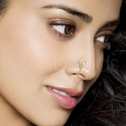 Brass Micro Pave Clear Cubic Zirconia Clip on Nose Rings WG03BCA-26-1