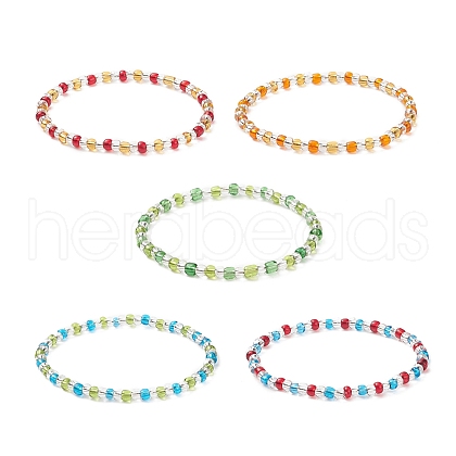 Glass Seed Beads Beaded Bracelets BJEW-JB09070-1