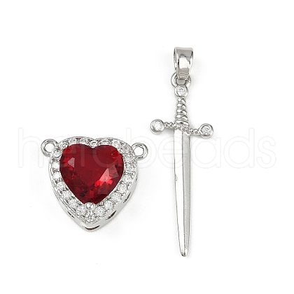 Brass Micro Pave Cubic Zirconia Pendant Sets KK-S507-18P-1
