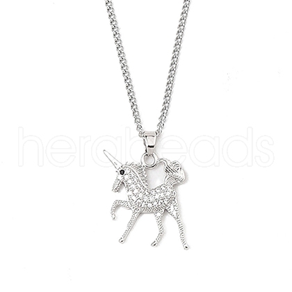 Brass Micro Pave Clear Cubic Zirconia Pendant Necklaces NJEW-M211-01B-P-1