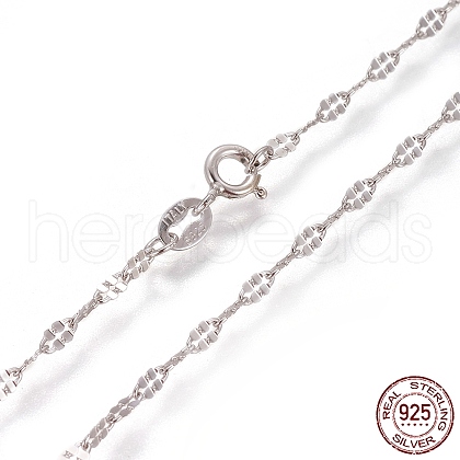 Rhodium Plated 925 Sterling Silver Link Chain Necklaces STER-L059-16P-1