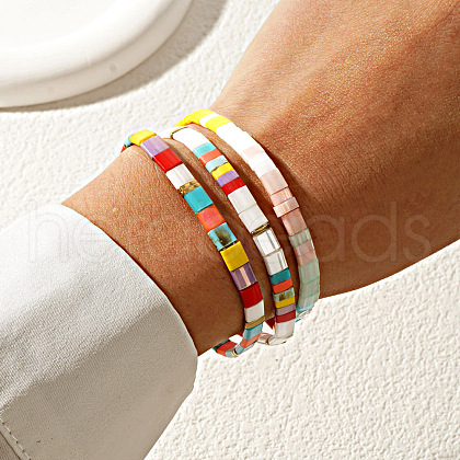 3Pcs 3 Colors Bohemian Style Glass Seed Beads Stretch Bracelets for Women ZT6734-1
