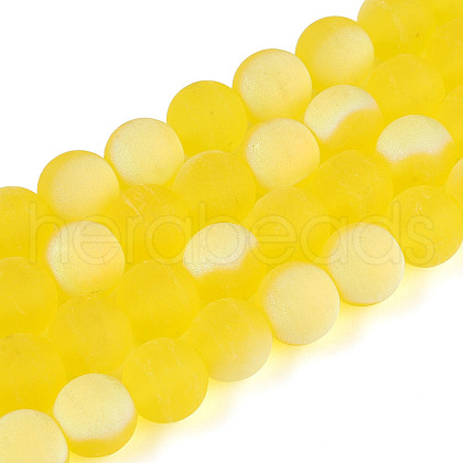 Frosted Transparent Glass Beads Strands GLAA-T032-T8mm-MBB11-1