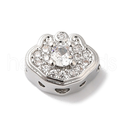 Brass Micro Pave Clear Cubic Zirconia Beads KK-G503-10P-1