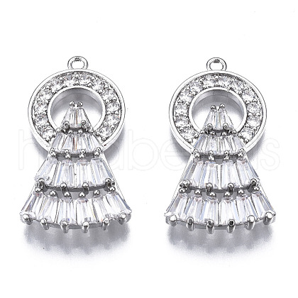 Brass Micro Pave Clear Cubic Zirconia Pendants ZIRC-S069-036P-1