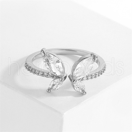 Butterfly Brass Micro Pave Cubic Zirconia Cuff Rings WG9662B-01-1