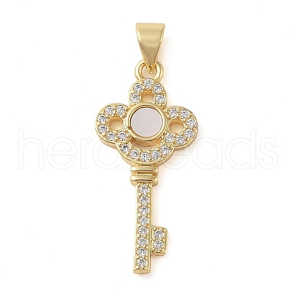 Brass Micro Pave Clear Cubic Zirconia Pendant KK-I712-58G-04-1
