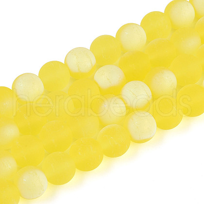 Frosted Transparent Glass Beads Strands GLAA-T032-T10mm-MBB12-1