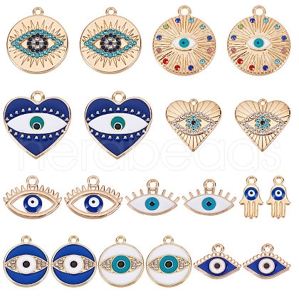 SUNNYCLUE 40Pcs 10 Style Alloy Enamel Pendants Light Gold ENAM-SC0002-95-1