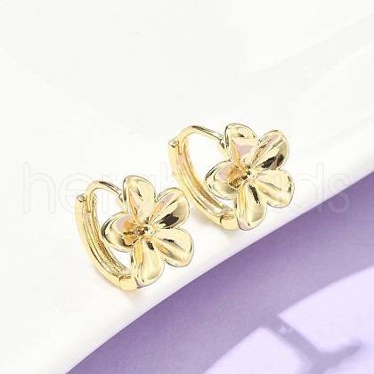Flower Brass Hoop Earrings EJEW-Z102-01G-1