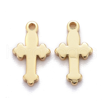 Brass Tiny Cross Charms KK-Z009-18G-1