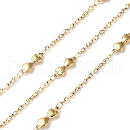 Ion Plating(IP) 304 Stainless Steel Double Heart Link Chains CHS-G027-11G-1