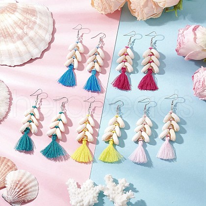 Shell Shape Dangle Earrings EJEW-JE06418-1