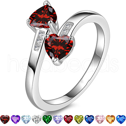 Heart 304 Stainless Steel with Cubic Zirconia Cuff Rings FS-WG2909F-03-1