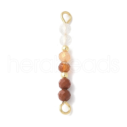 Faceted Round Natural Quartz Crystal & Carnelian & Red Jasper Beaded Connector Charms PALLOY-JF03530-01-1