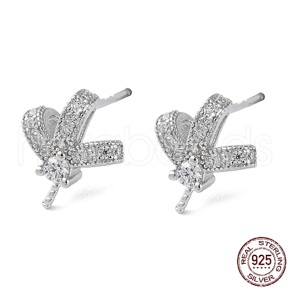 Rhodium Plated 925 Sterling Silver Stud Earring Findings STER-M115-17P-1