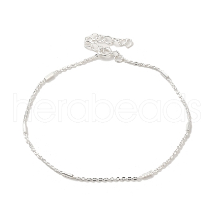 Faceted Column 925 Sterling Silver Cable Chain Bracelets for Women BJEW-E101-01S-08-1