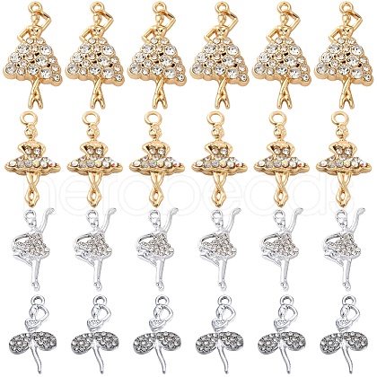 SUNNYCLUE 32Pcs 4 Styles Rack Plating Alloy Rhinestone Pendants FIND-SC0011-61-1