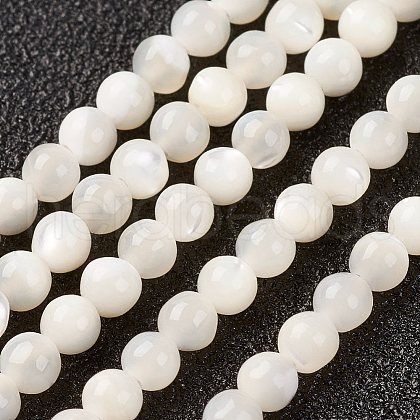 Natural White Shell Beads Strands X-G-G680-54-1
