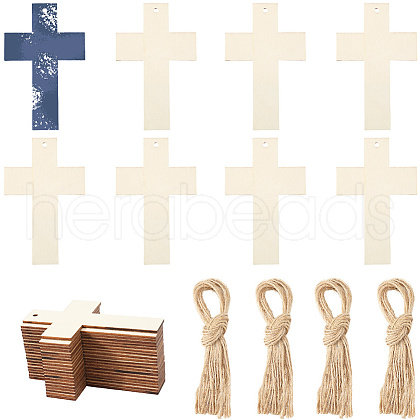 Wood Cross Pendant Decorations HJEW-WH20016-05-1
