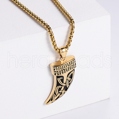 Vintage Stainless Steel Viking Knife Shaped Pendant Punk Necklaces for Men RK3573-2-1