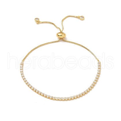 Adjustable Rack Plating Brass Cubic Zirconia Chain Bracelets X-BJEW-A132-01G-1