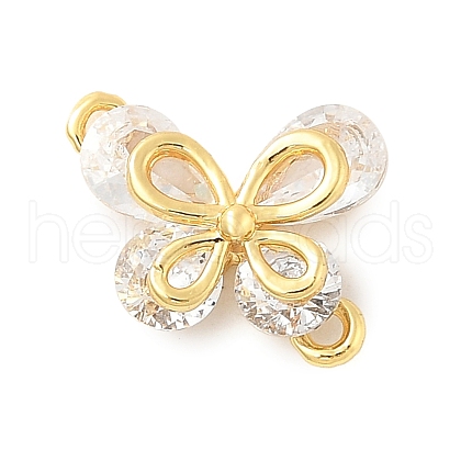 Brass Micro Pave Cubic Zirconia Connector Charms KK-U056-04G-1