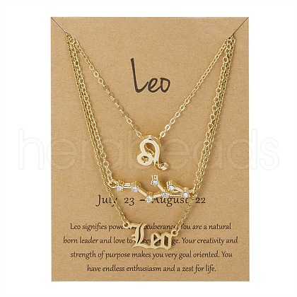 3Pcs 3 Styles Alloy Crystal Rhinestone Constellation Pendant Necklaces Sets WGEBB06-09-1