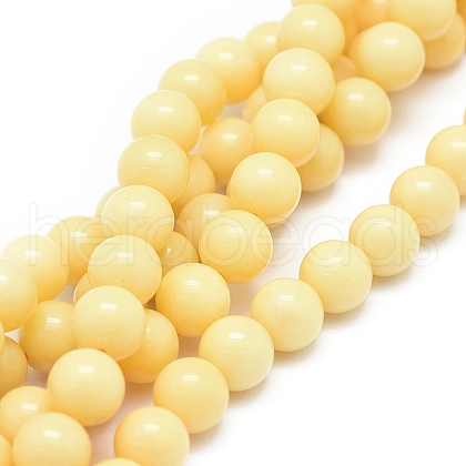 Natural Yellow Jade Beads Strands G-D0010-02-8mm-1