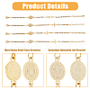 FIBLOOM 4Pcs 4 Style 304 Stainless Steel Jesus & Cross Link Bracelets Set with 201 Stainless Steel Beaded Chains BJEW-FI0001-35-4