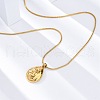304 Stainless Steel Teardrop Pendant Snake Chain Necklaces NJEW-U026-09G-2