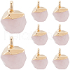 SUNNYCLUE 8Pcs Electroplate Natural Rose Quartz Star Cut Round Charms G-SC0003-04-1