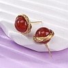 Brass Natural Carnelian Stud Earrings EJEW-Q043-01G-3