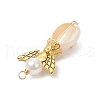 2Pcs 2 Colors Natural Cowrie Shell Copper Wire Wrapped Angel Pendants PALLOY-JF03662-01-5