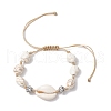 Adjustable Synthetic Turquoise Dyed Beads & Natural Cowrie Shell Beaded Braided Bead Bracelets for Women BJEW-JB11544-02-2