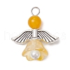 Pearlized Glass Pearl Bead Pendants PALLOY-JF03205-03-3