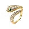 Brass Micro Pave Clear Cubic Zirconia Open Cuff Rings RJEW-R022-01G-2