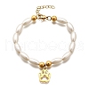 304 Stainless Steel Paw Print Charm Bracelets for Women BJEW-C098-12G-4