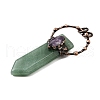 Natural Green Aventurine & Amethyst Sword Shape Big Pendants G-Q350-07K-2