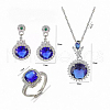 Flat Round Brass Micro Pave Cubic Zirconia Stud Dangle Earrings & Pendant Necklaces & Rings FS-WG5AAF4-04-3