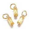 Brass Micro Pave Cubic Zirconia Charms X-ZIRC-F111-03G-2