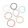 7Pcs Bohemian Glass Seed Beads Anklet Sets FS-WGA0F28-01-5